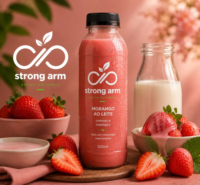 Suco natural de Morango ao Leite — DP Strong Arm